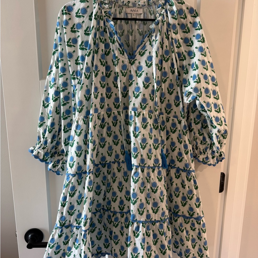 Floral Mini Dress w/ 3/4 Length Sleeves - Picture 4 of 5
